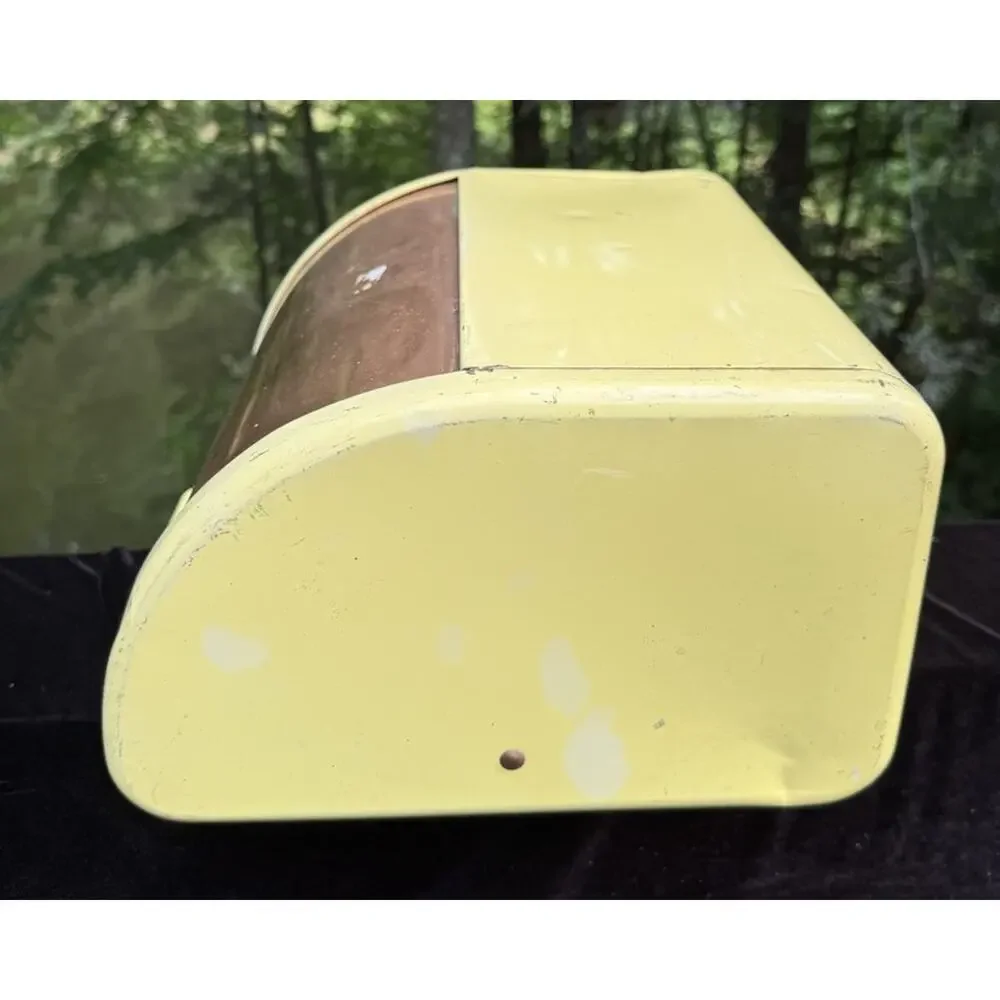 Vintage 1950’s Ransburg Metal Bread Box Roll Top Lid All Original